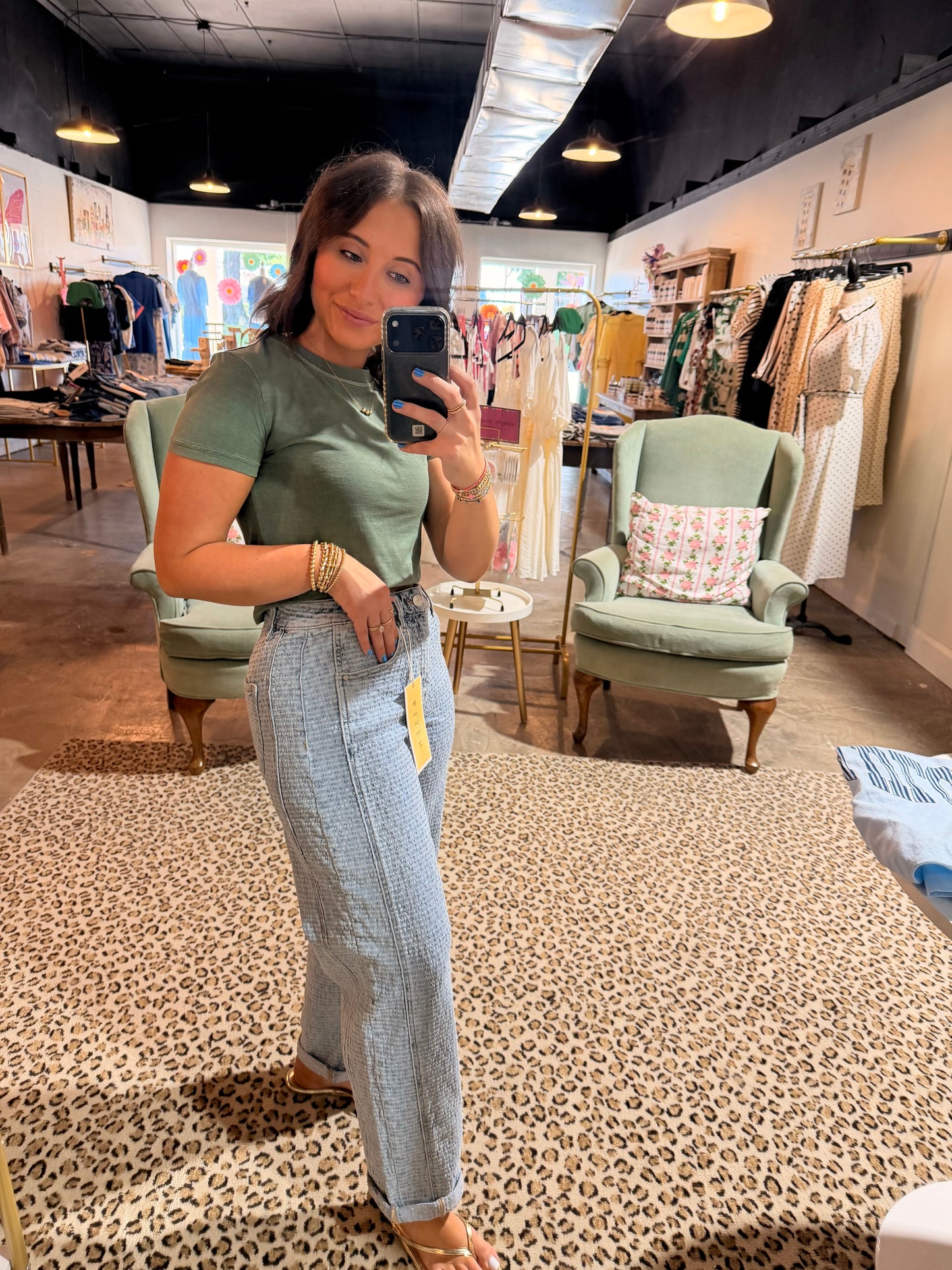 Textured Barrel Jean