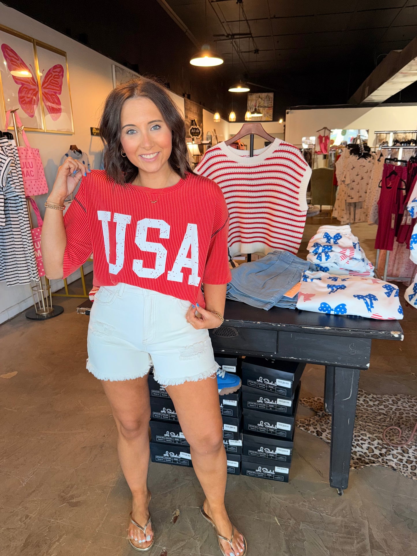 U.S.A Graphic Ribbed Tee