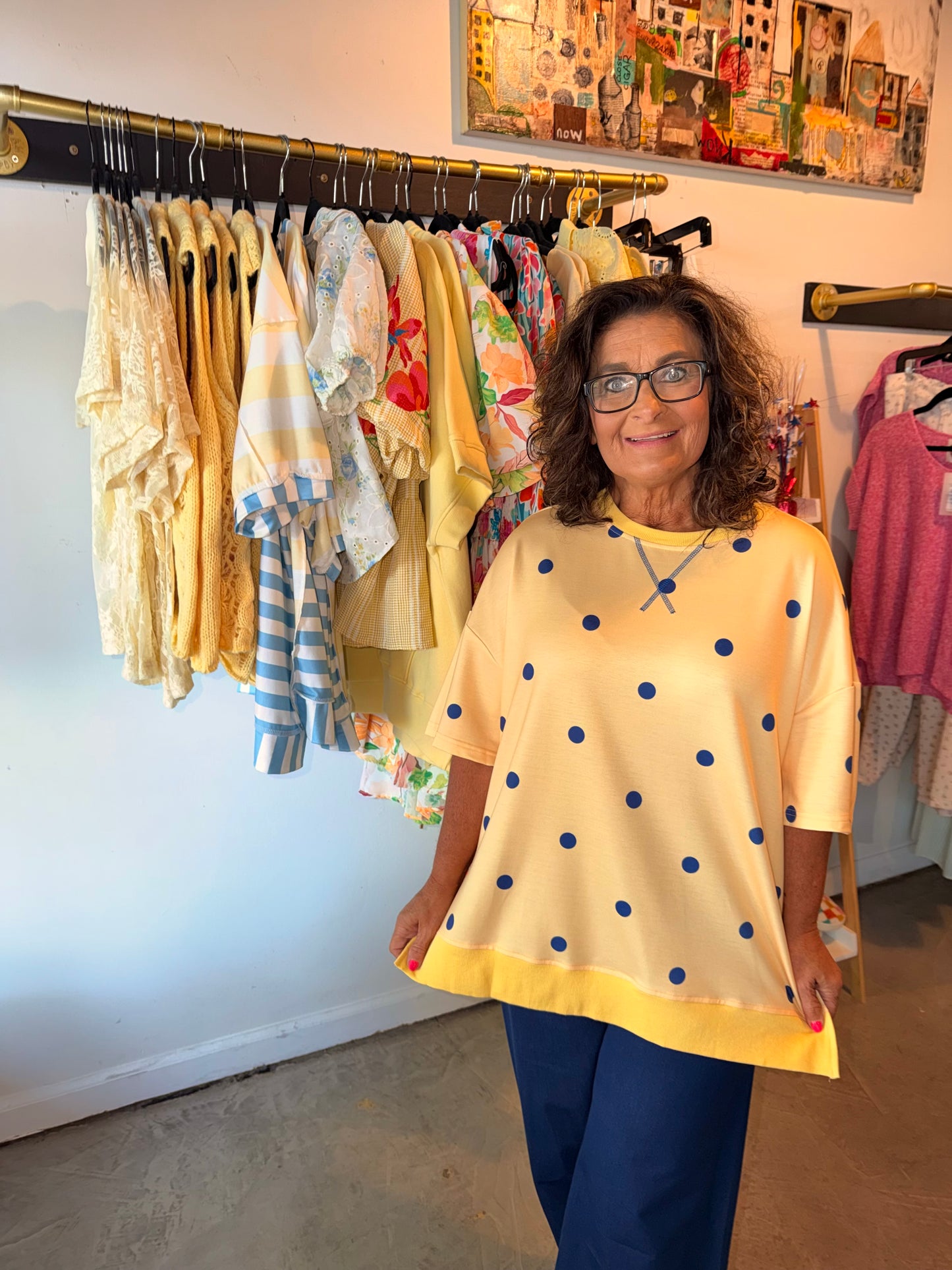 Oversized Yellow & Navy Tee