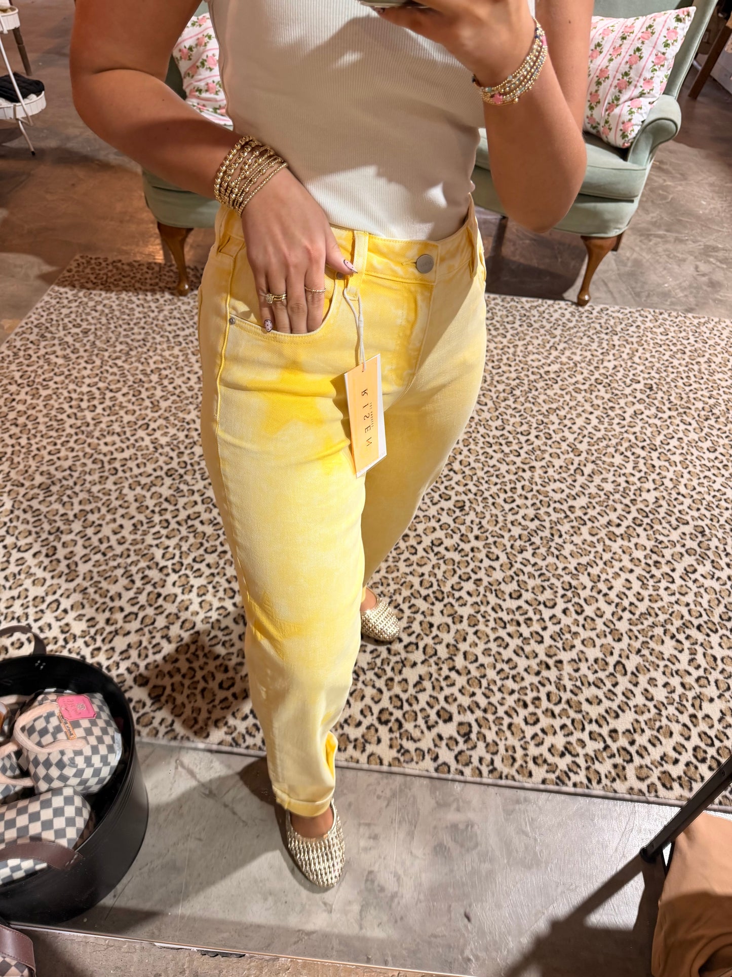 Yellow Star Wash Boyfriend Jean