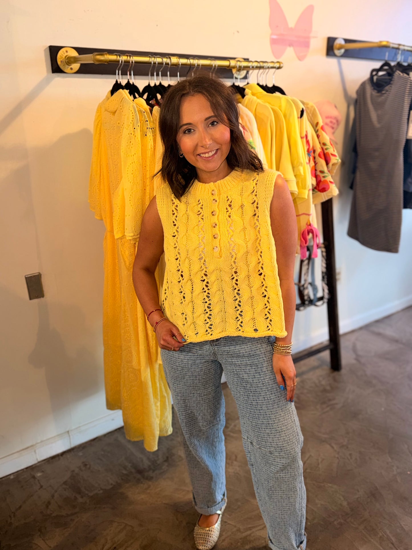Lemon Rouched Cable Knit