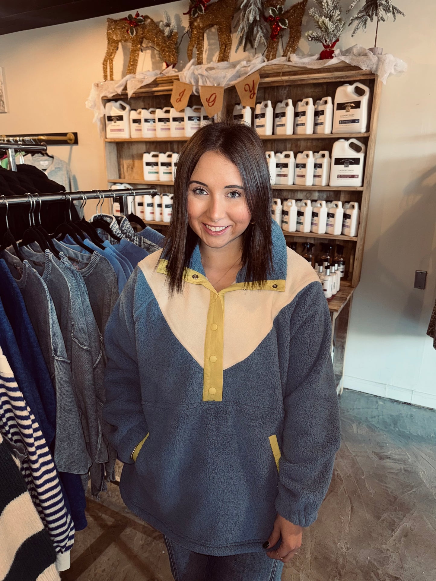 Color Block Fleece Pullover