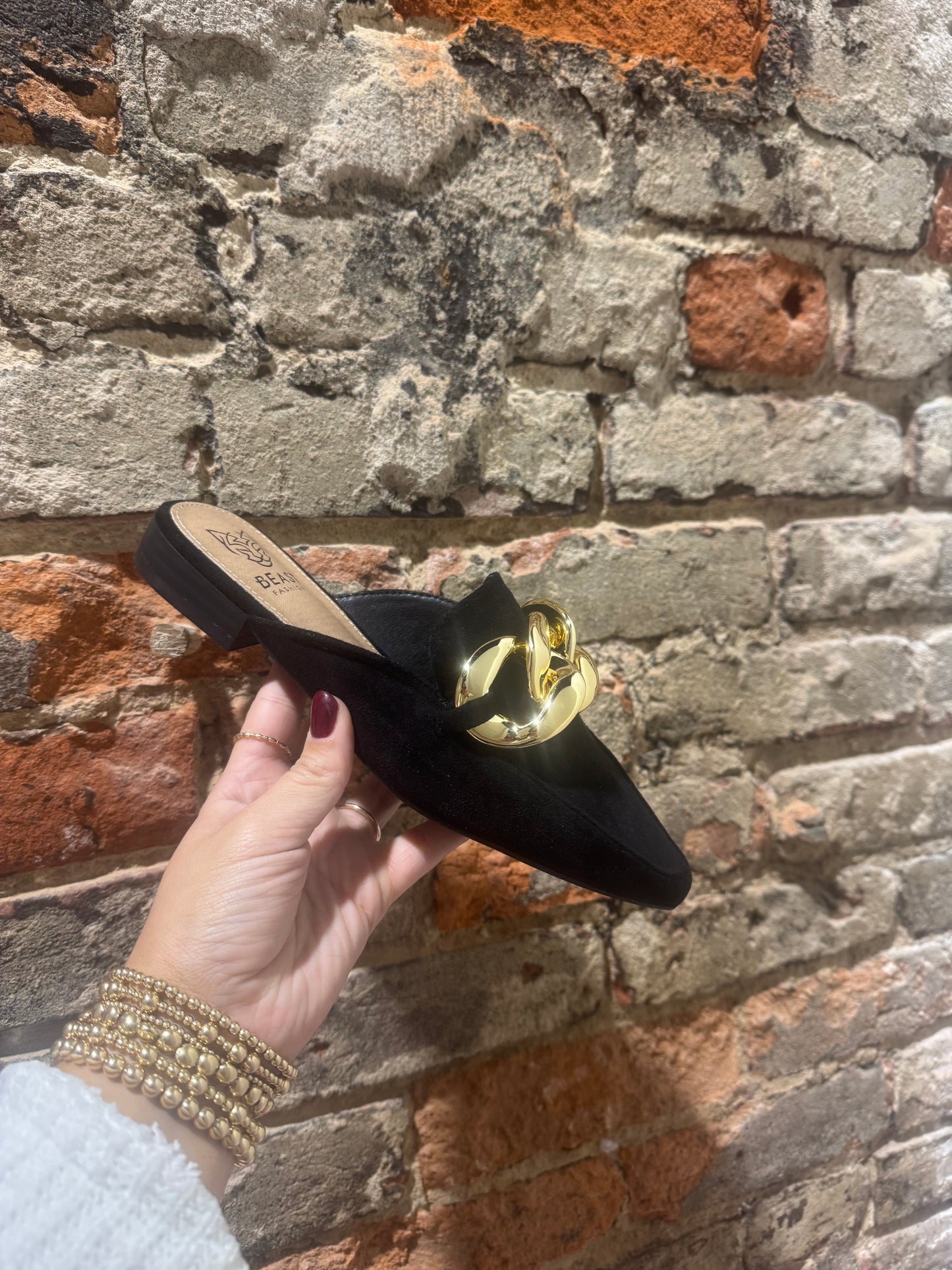 Chain Suede Mule