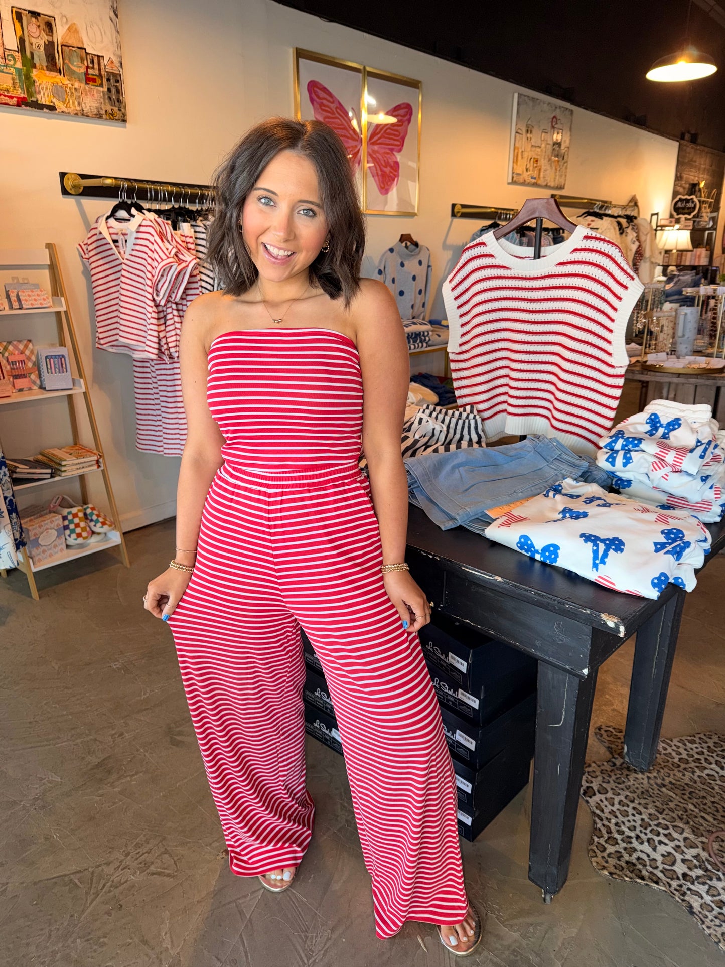 Red Stripe Tube Top