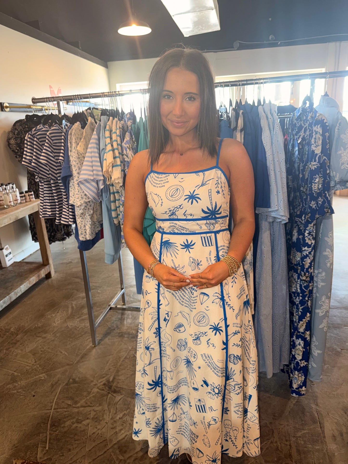 Positano Print Maxi Dress