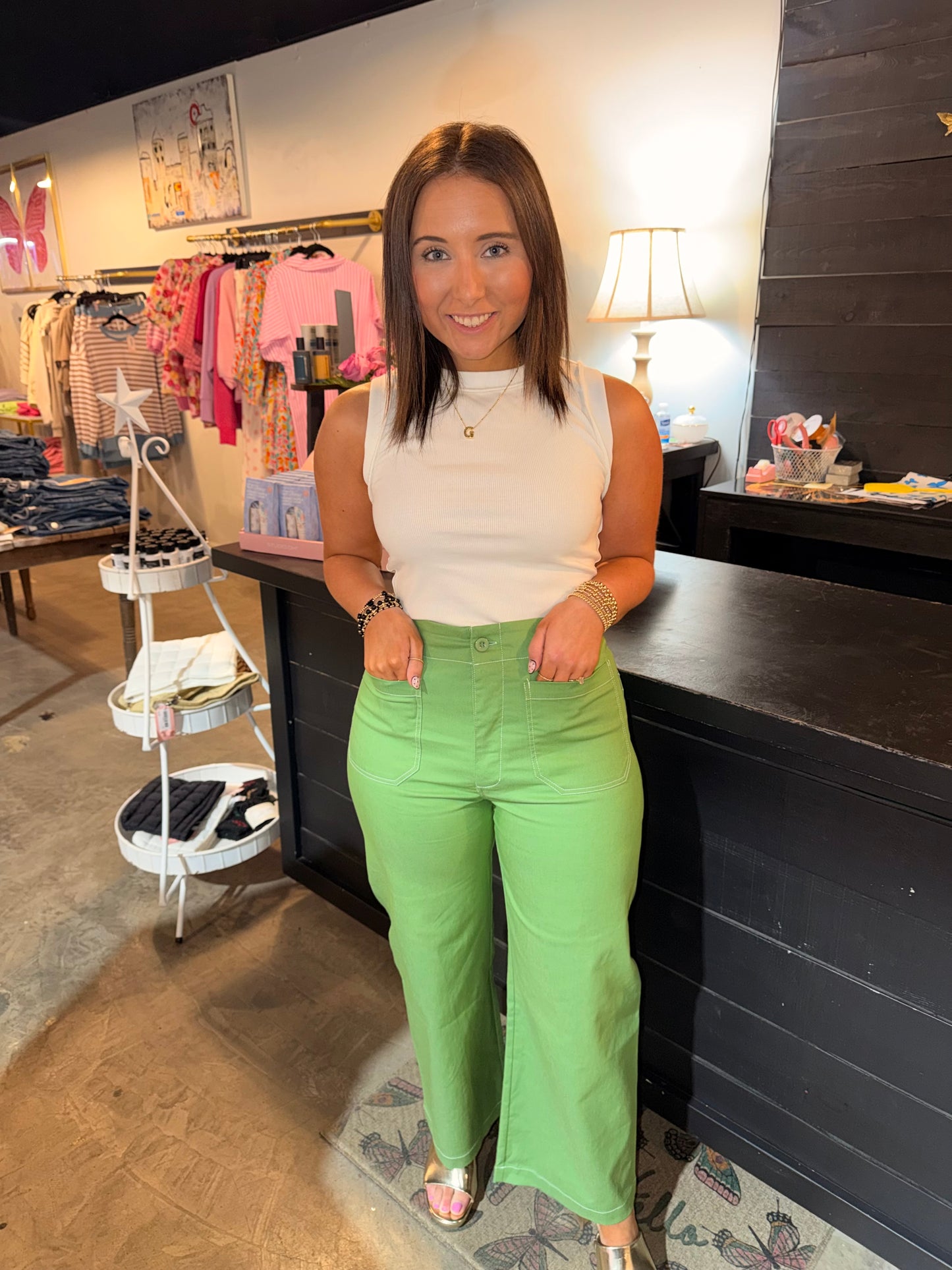 Cropped Stitch Pants