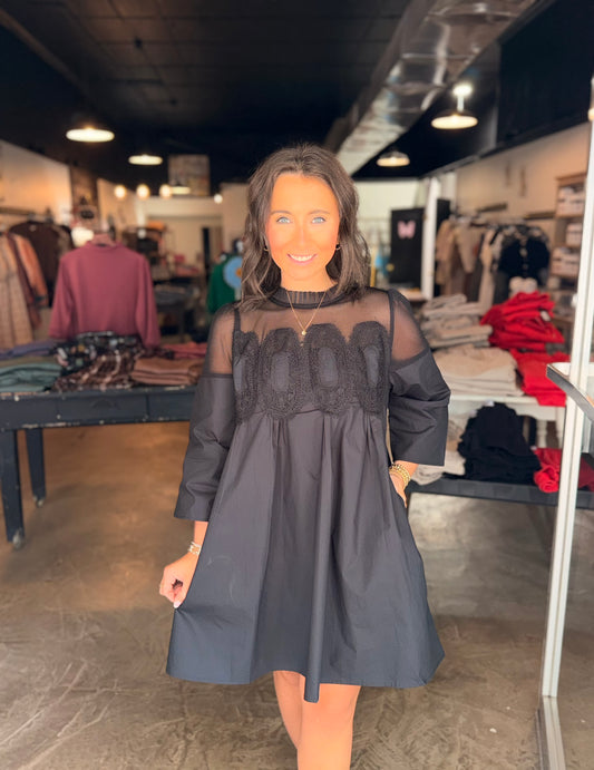 Crochet Lace Trim Dress