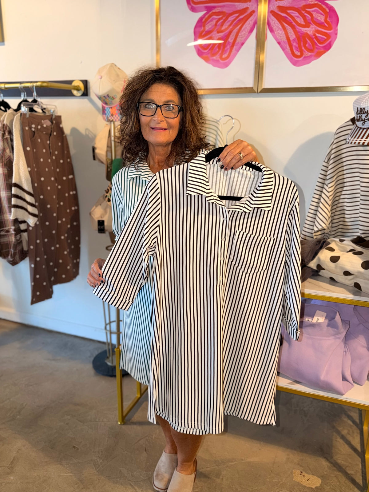 Collared Button Striped Dress
