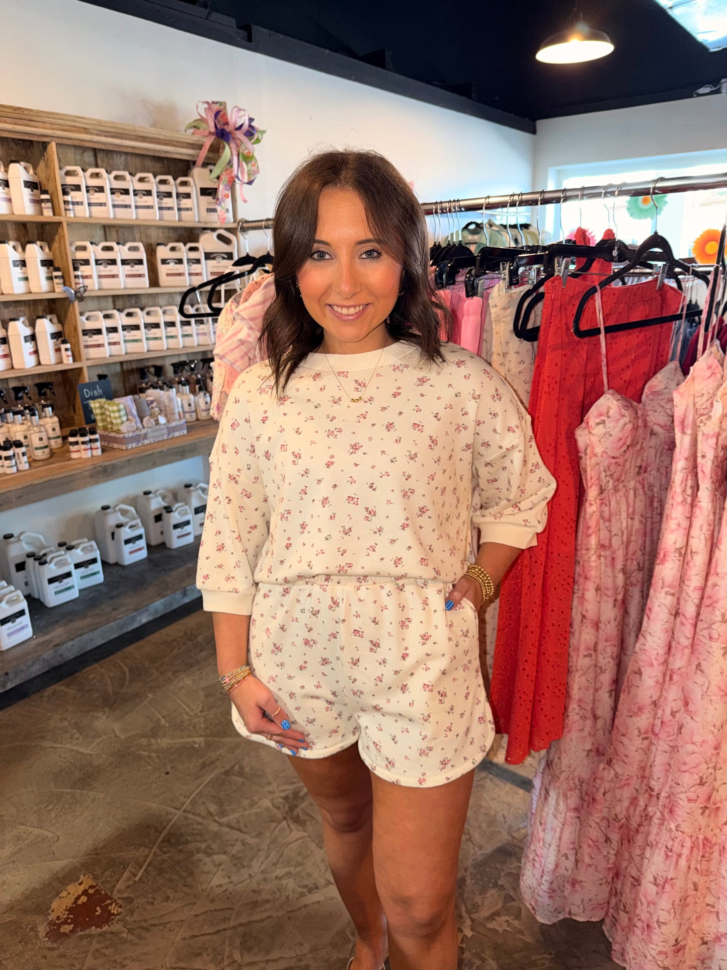 Floral Elastic Mini Shorts
