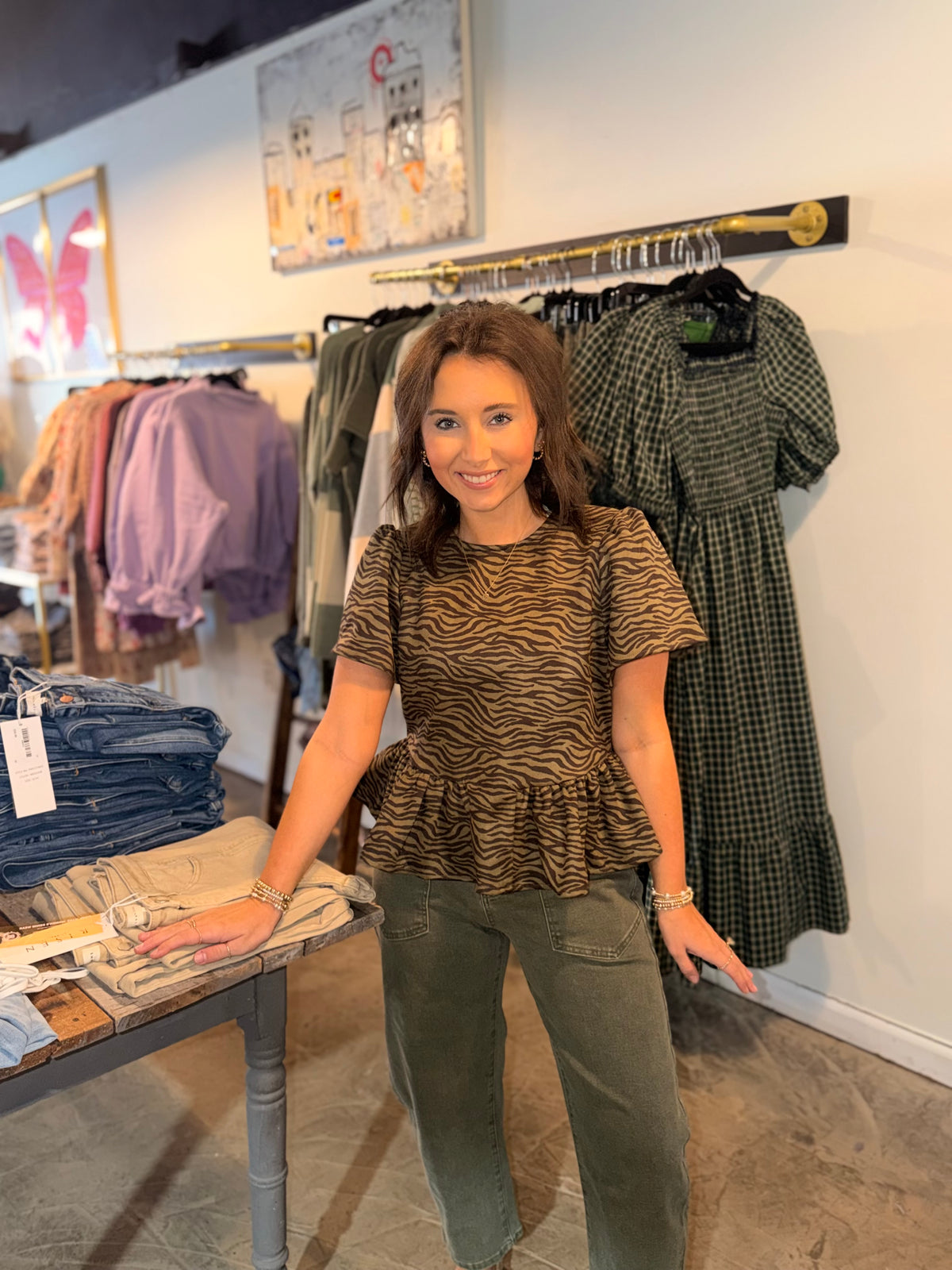 Zebra Peplum Top