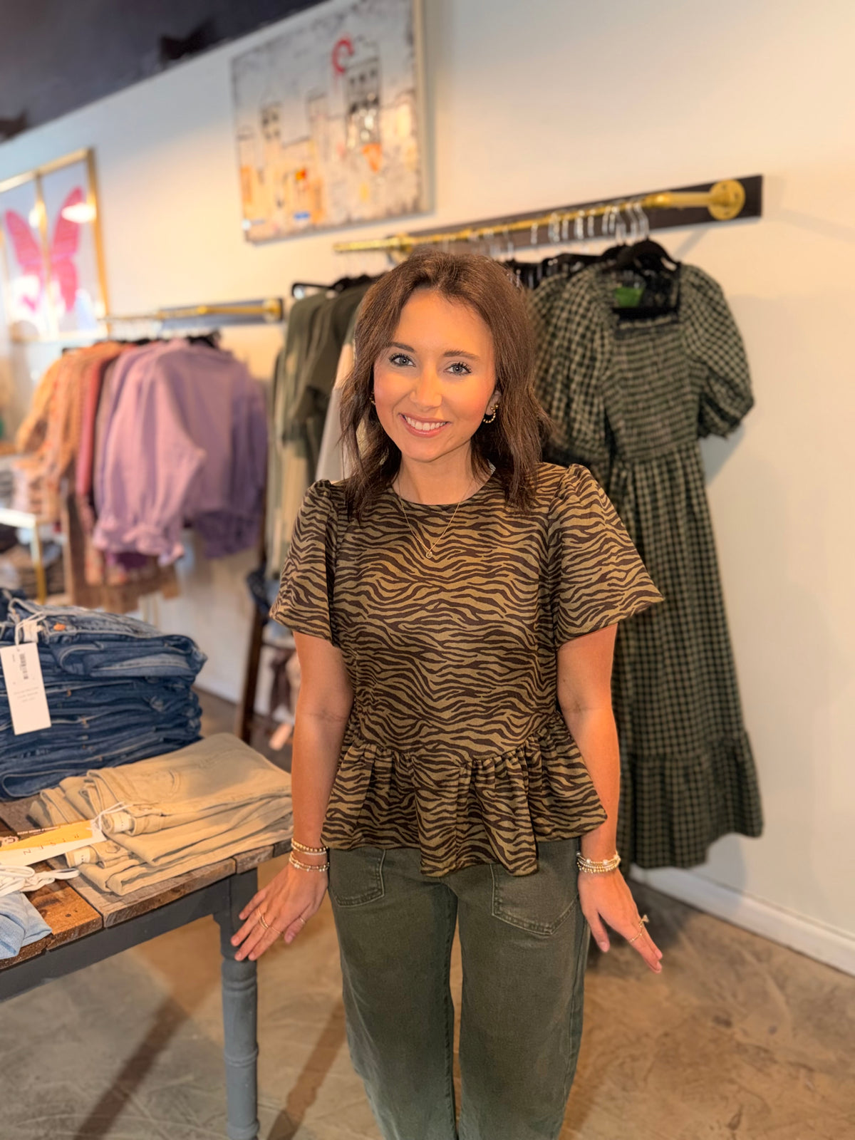 Zebra Peplum Top