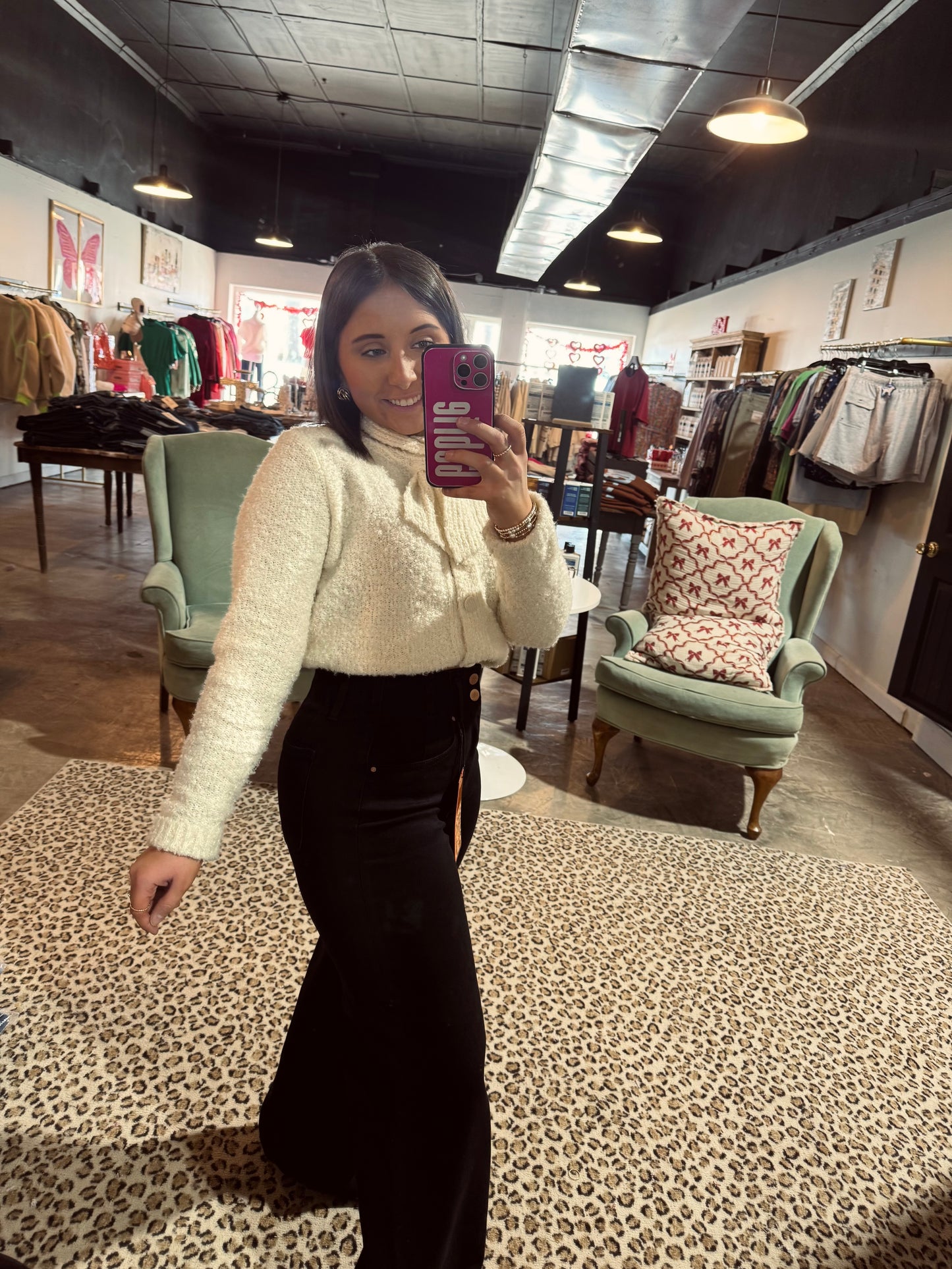 Double Button Long Black Jean