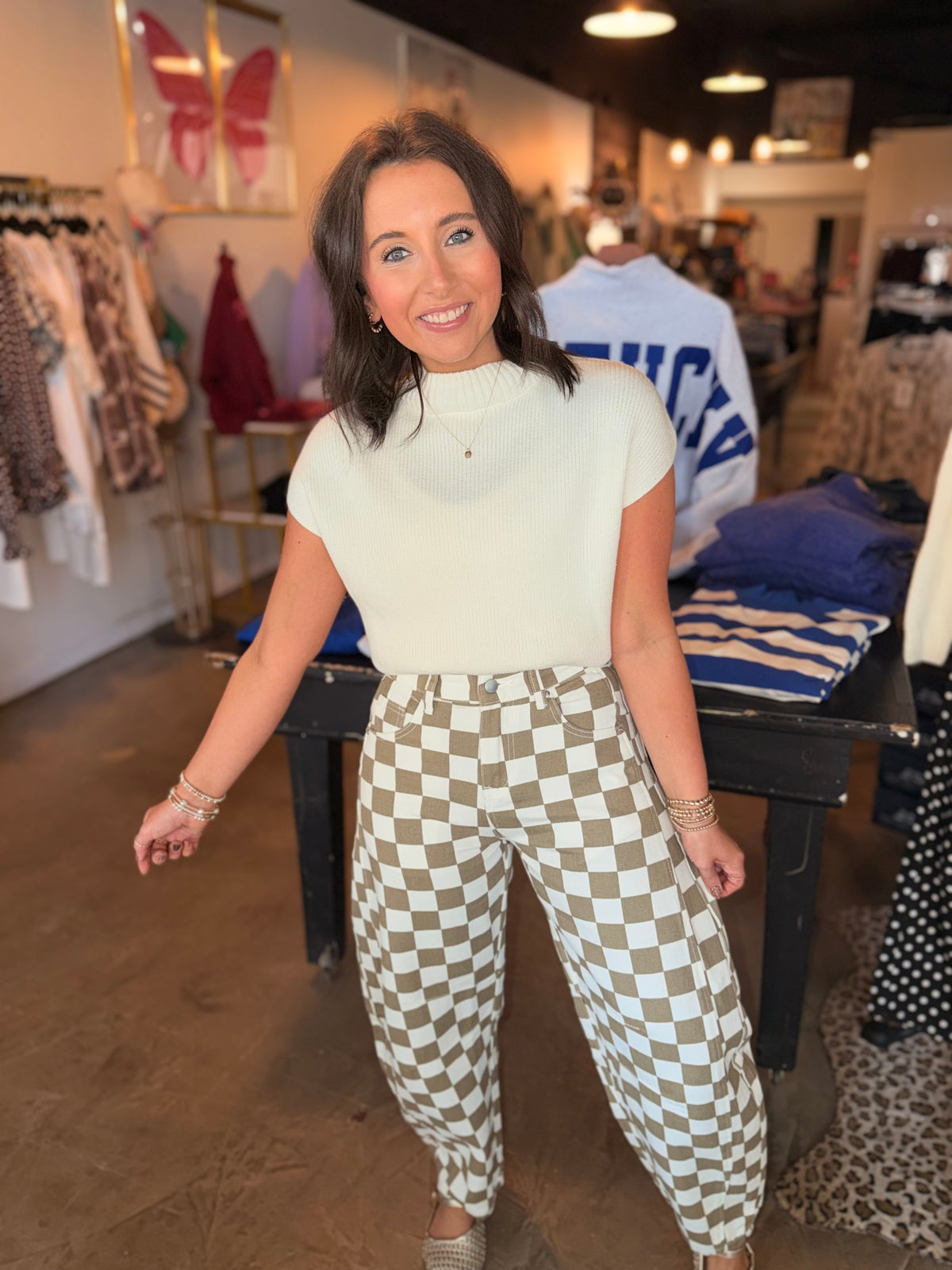 Checkered Big Barrel Pant