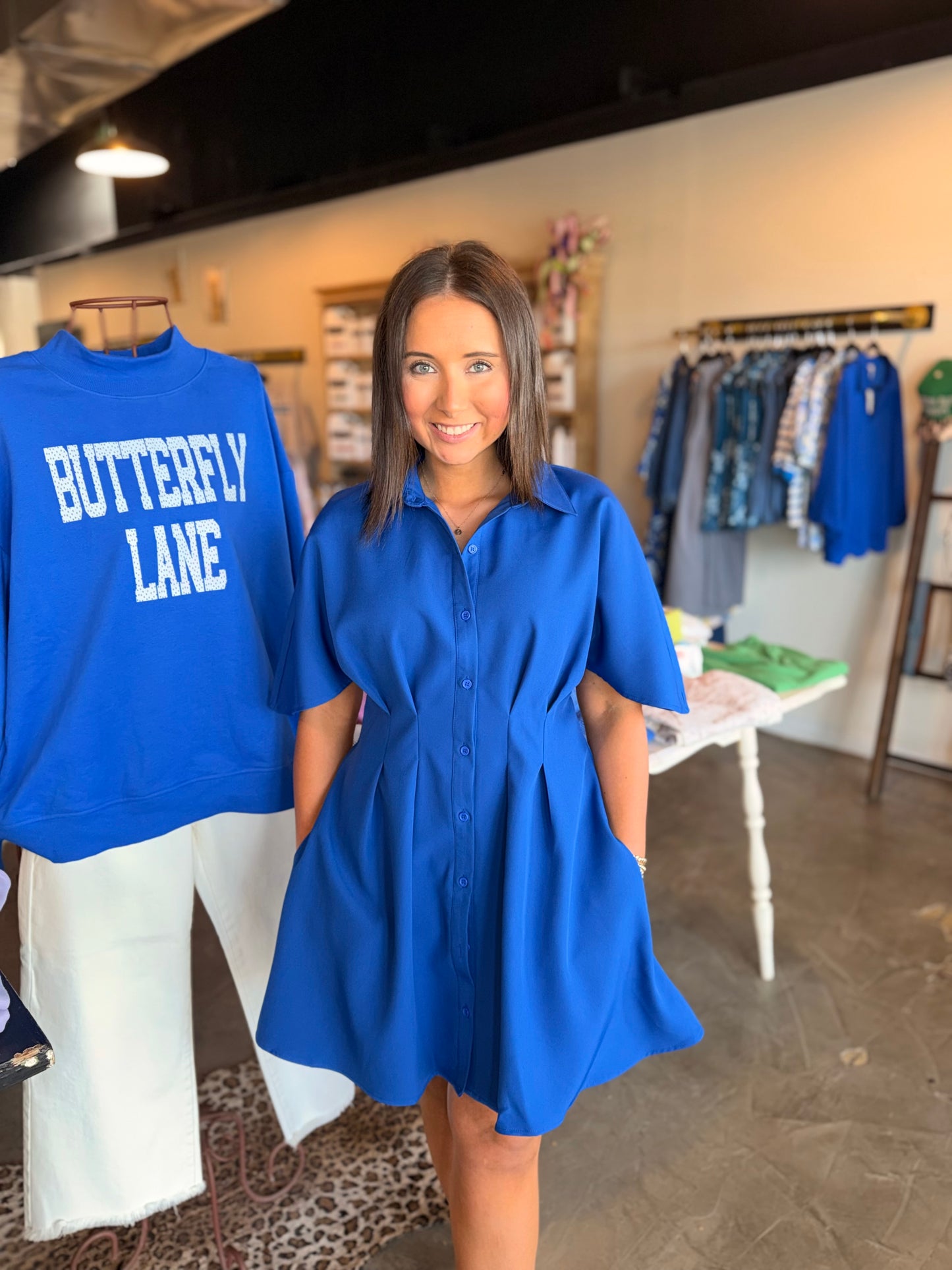 Royal Blue Pleated Dress