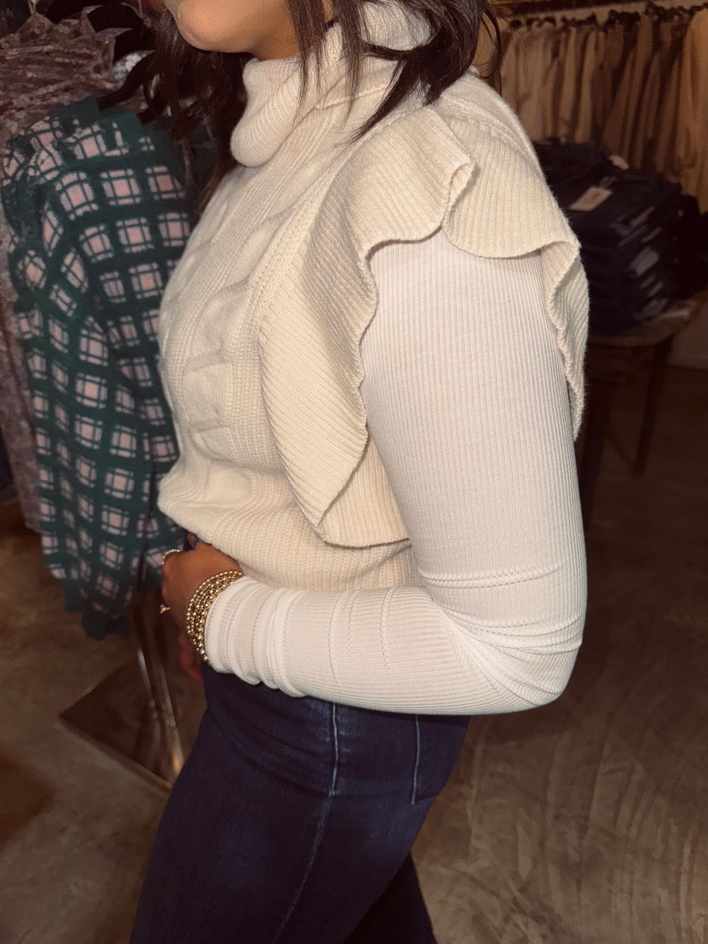 Cable Knit Turtleneck Top
