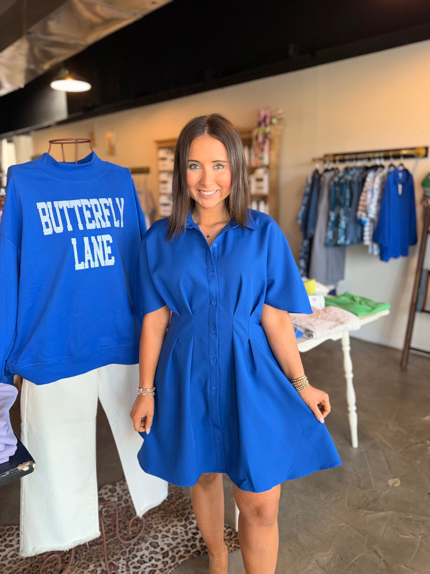 Royal Blue Pleated Dress