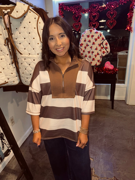 Color Block Half Zip Top