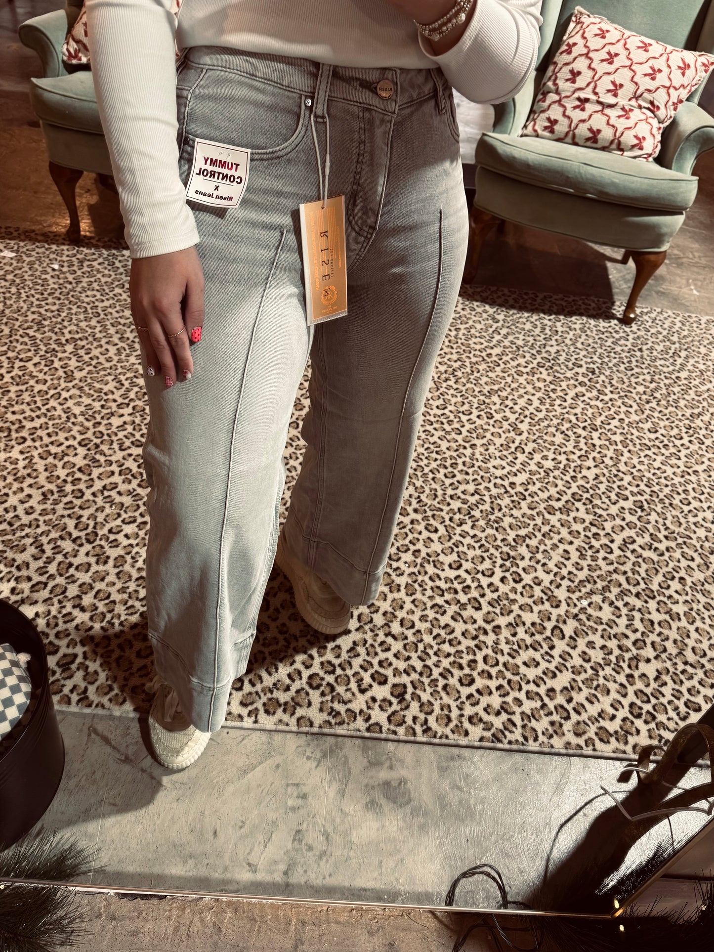 Risen Grey Pintuck Crop Jean
