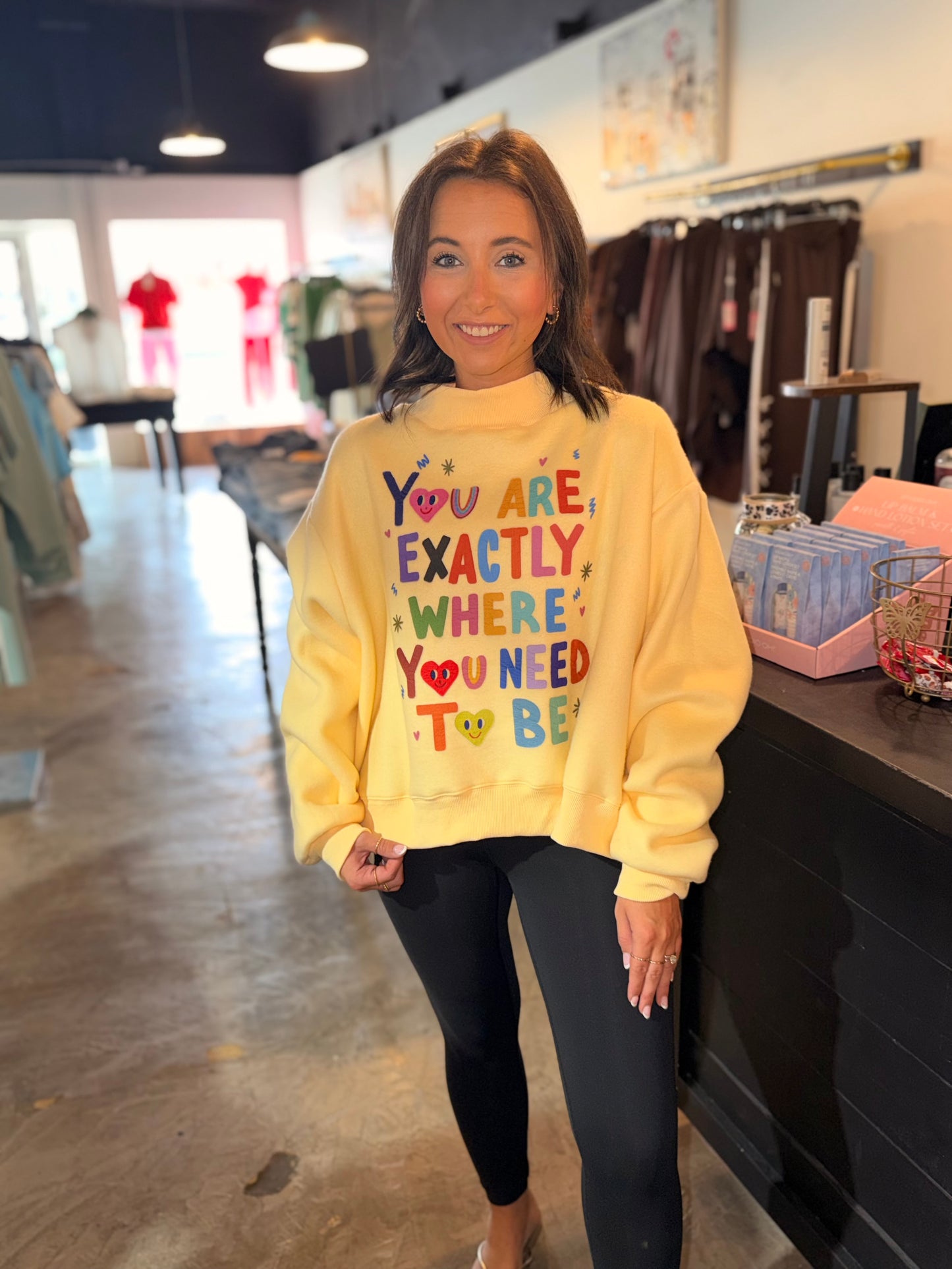 Reversible Graphic Crop Mockneck