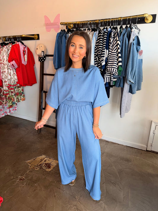 Denim Stitch Set Top