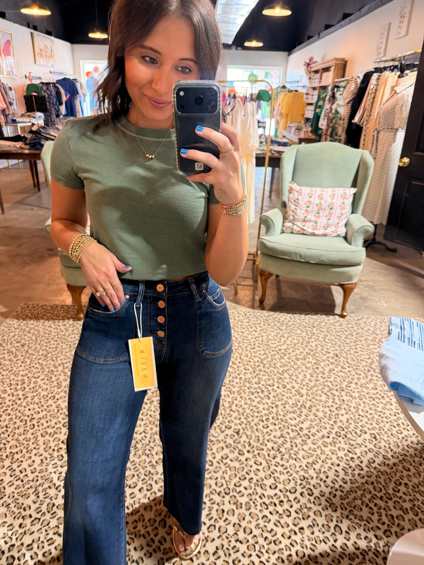 Dark Button Dressy Jean