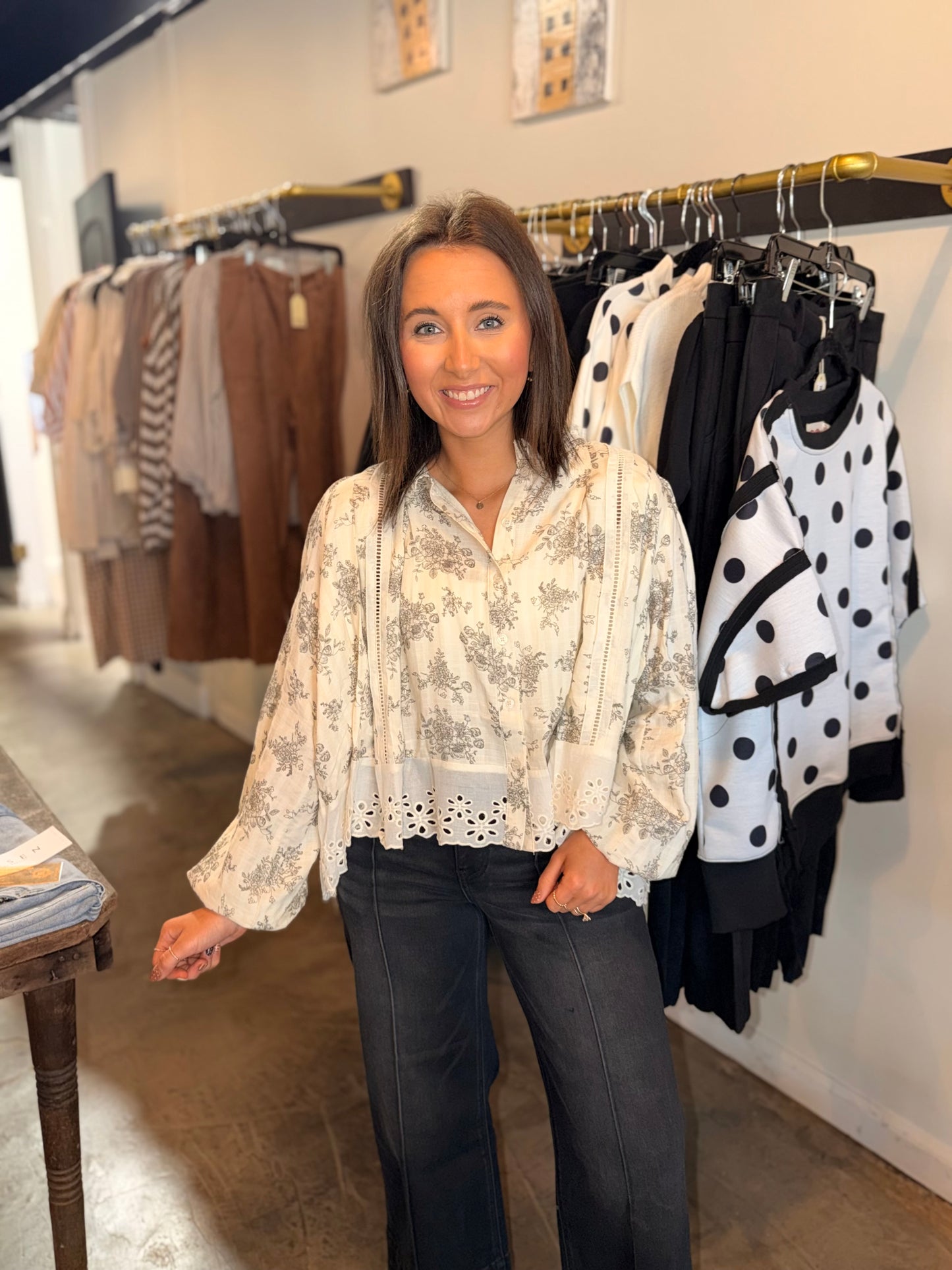 Lace Trim Button Down