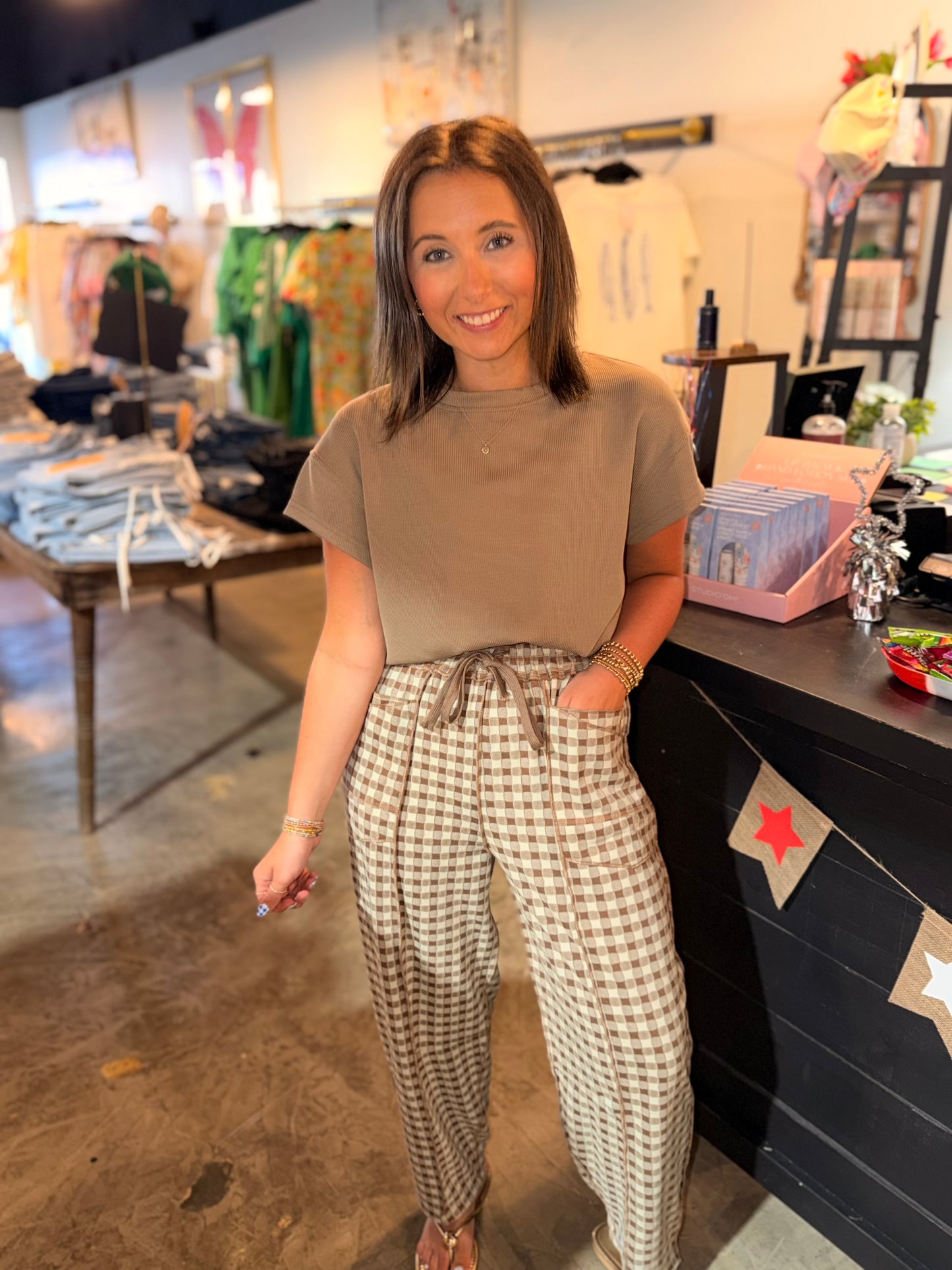 Soft Touch Check Knit Pants