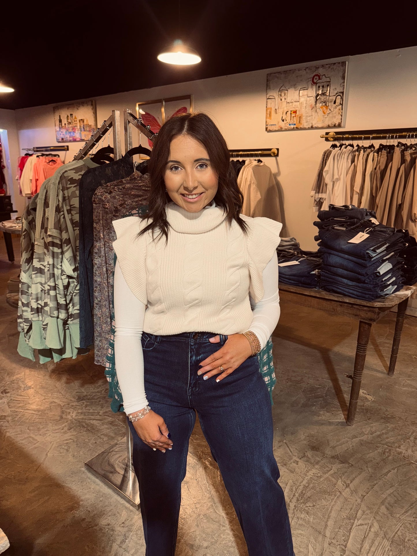 Cable Knit Turtleneck Top