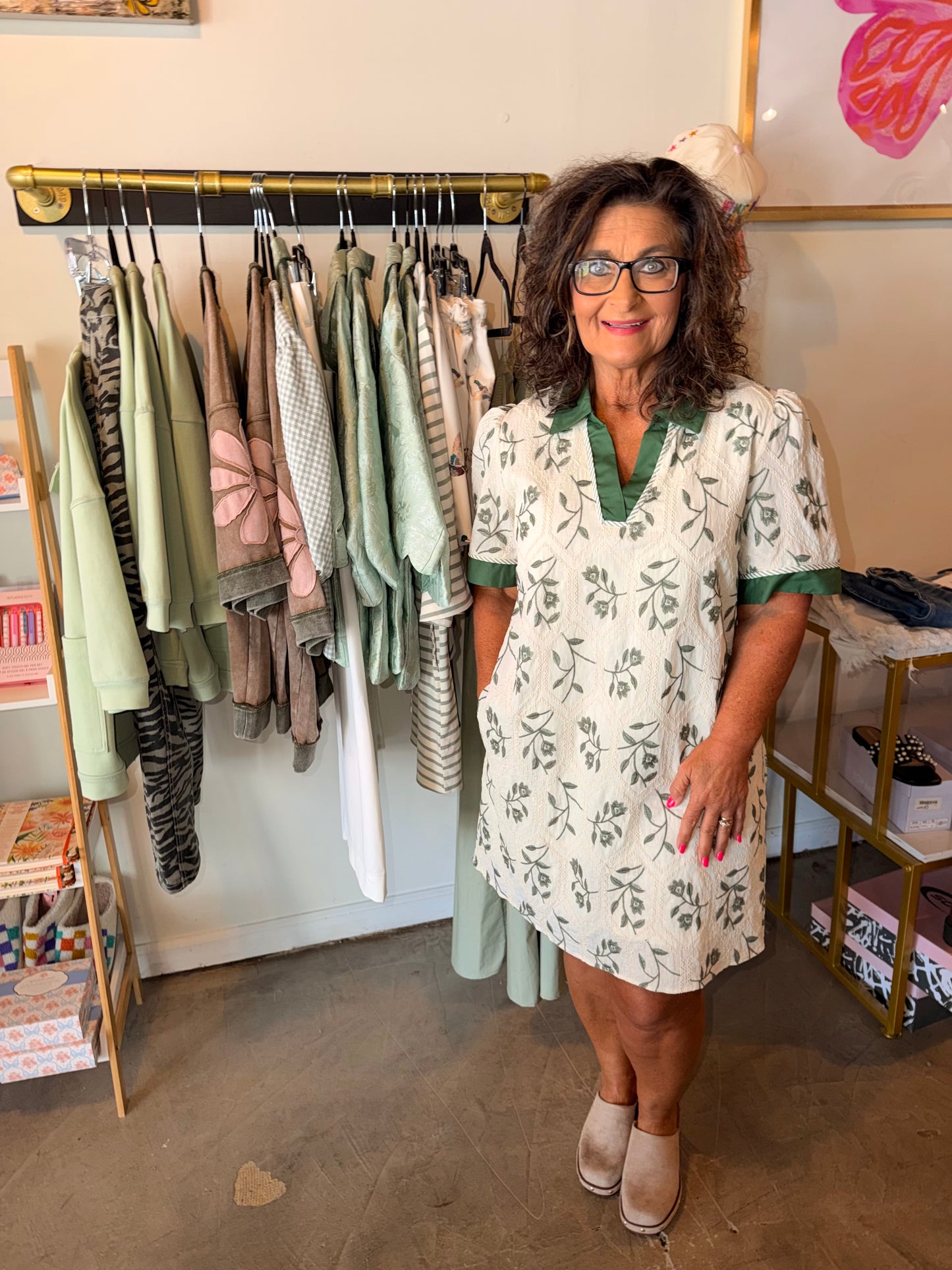 Embroidered Green Floral Dress