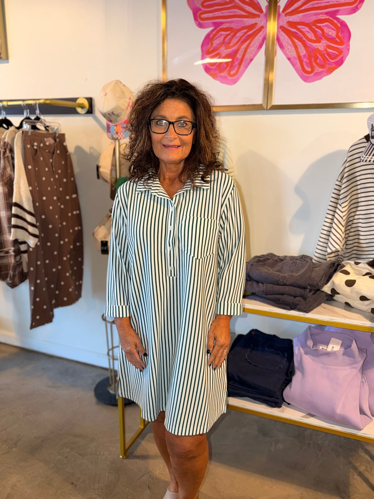 Collared Button Striped Dress