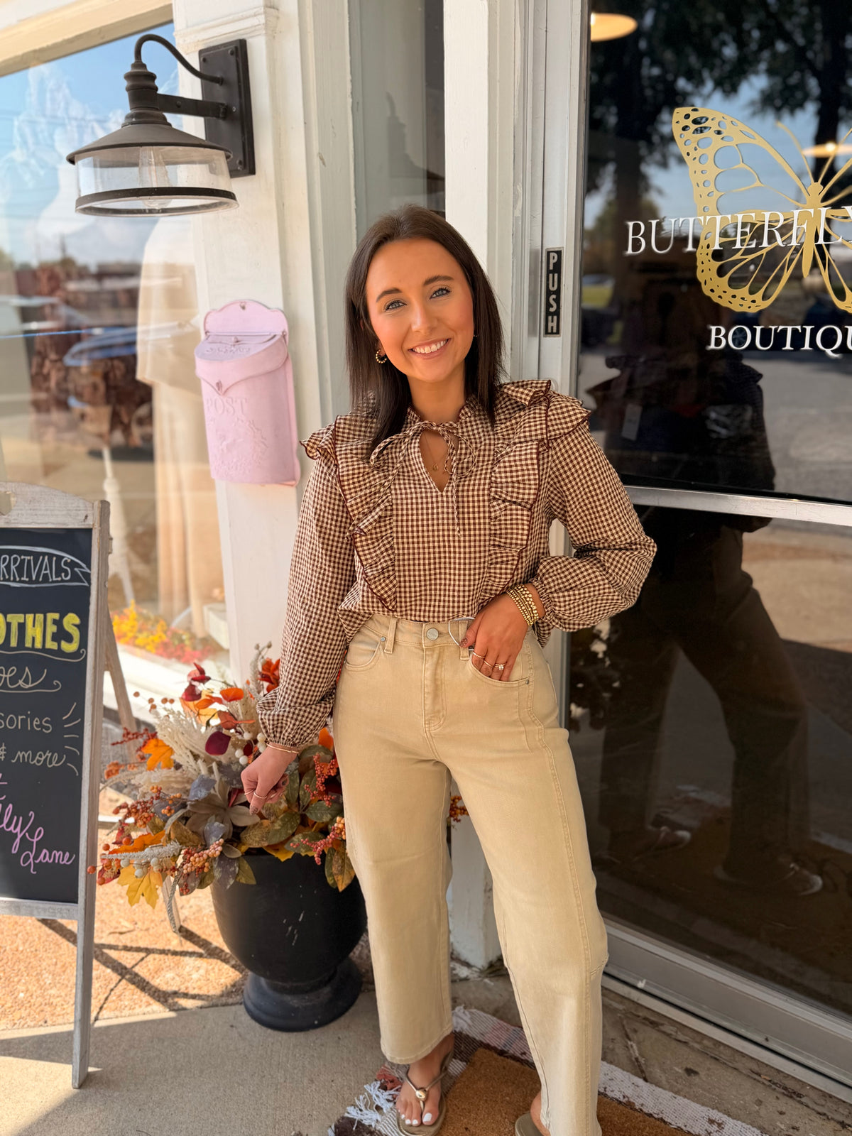 Ruffled Gingham Blouse