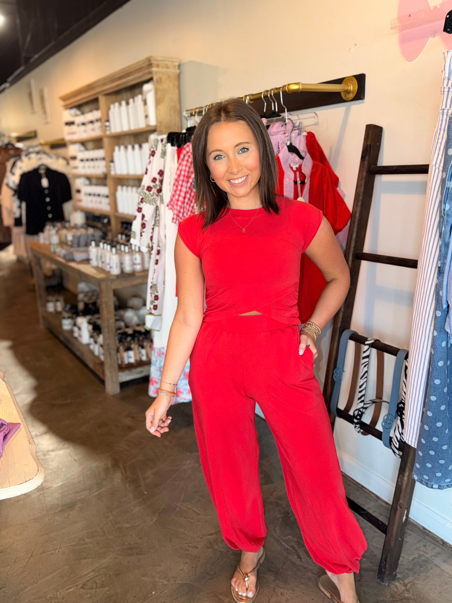 Smitten Cherry Set Crossover Top