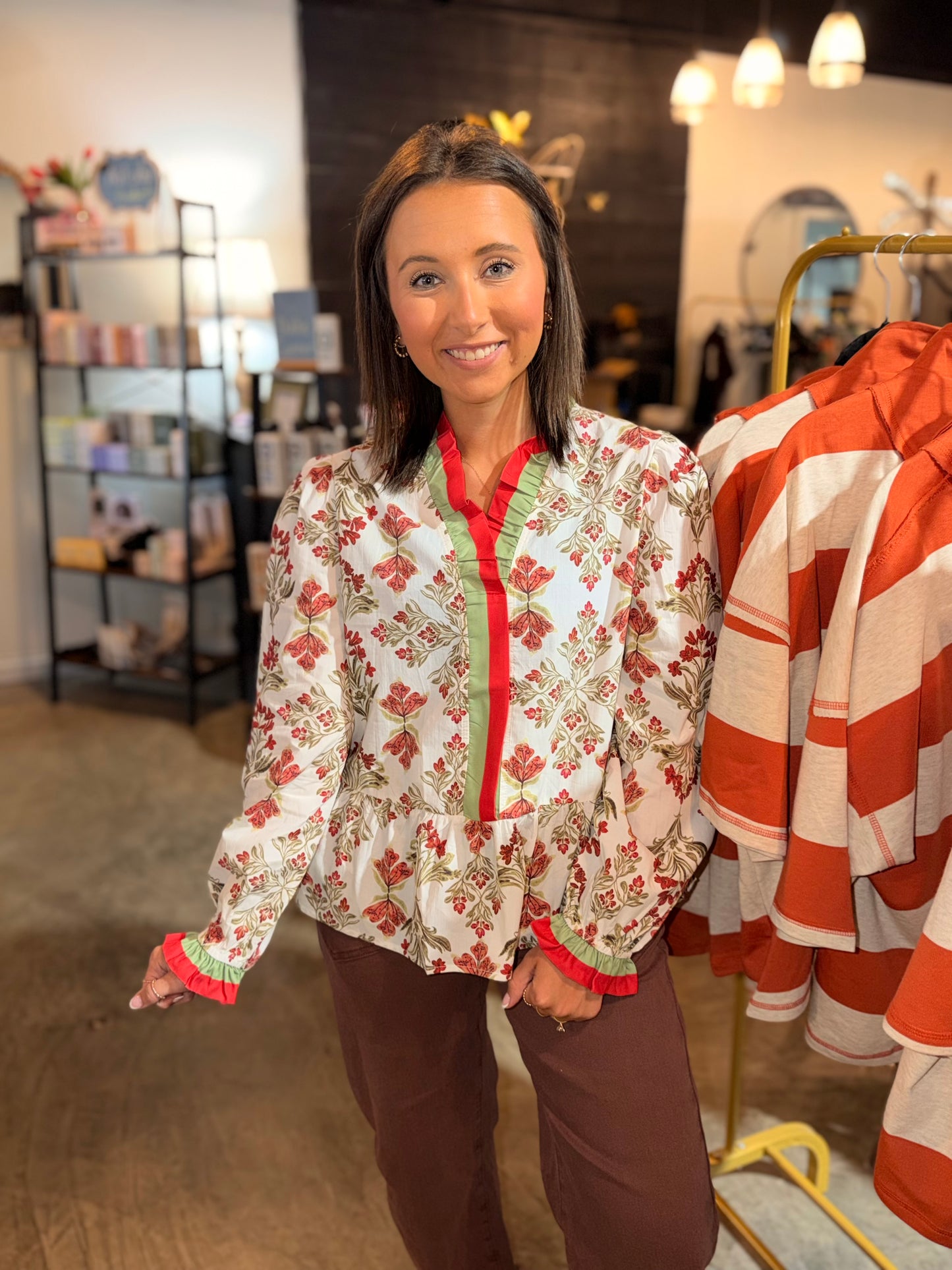 Peplum Fall Floral Blouse