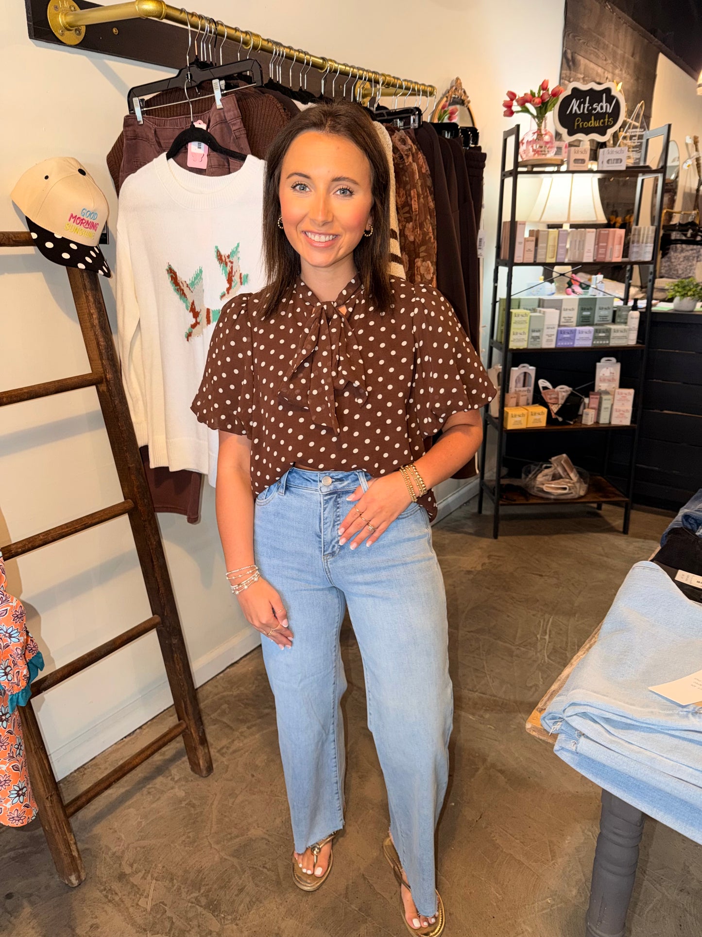 Bow Tie Fall Dot Blouse