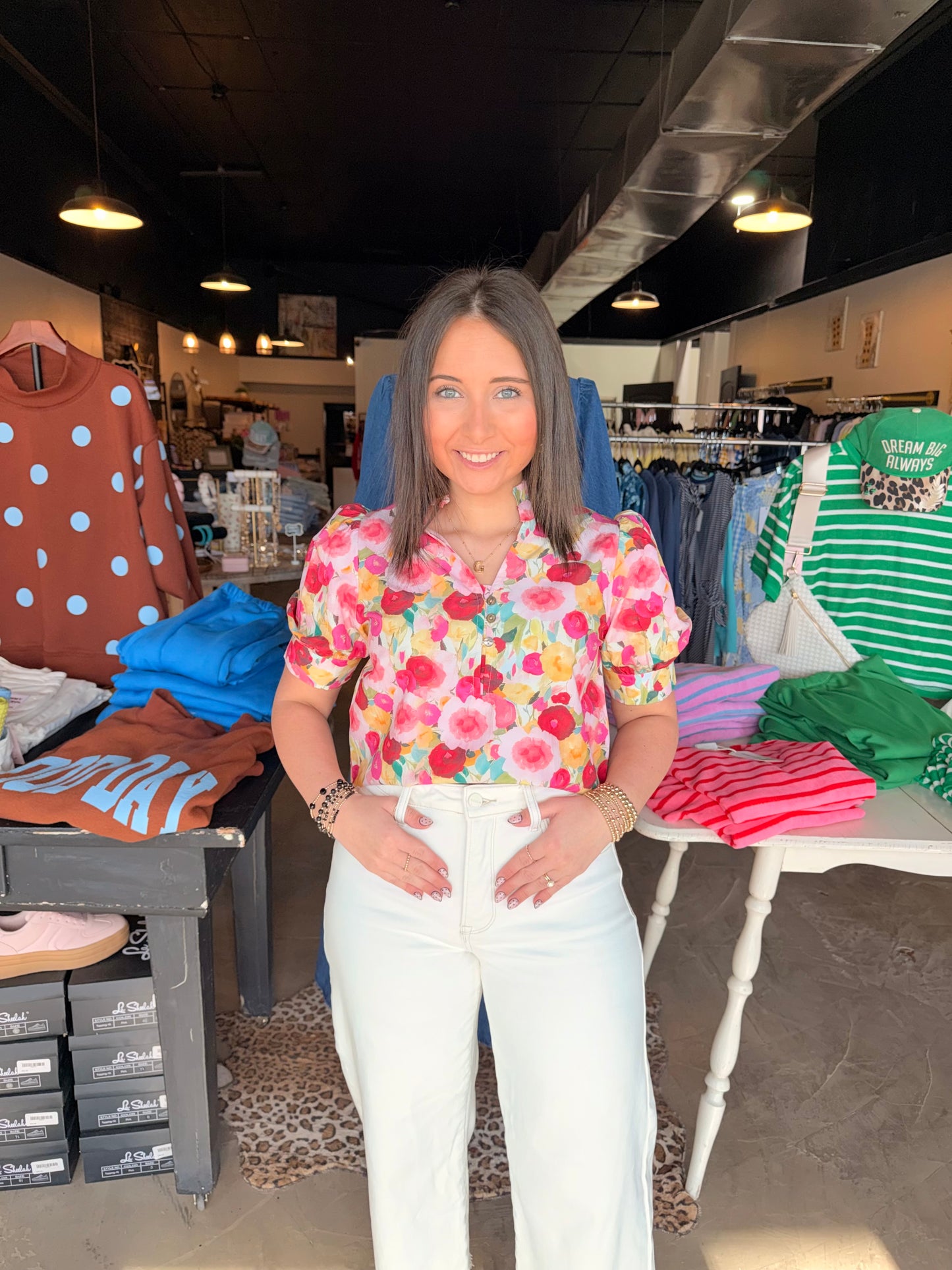 Bright Floral Puff Blouse