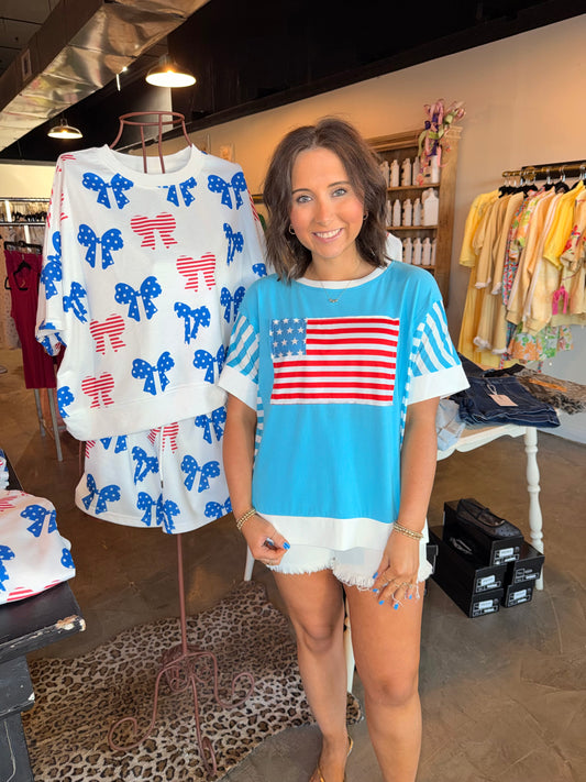 Colorblock Patchwork Flag Top
