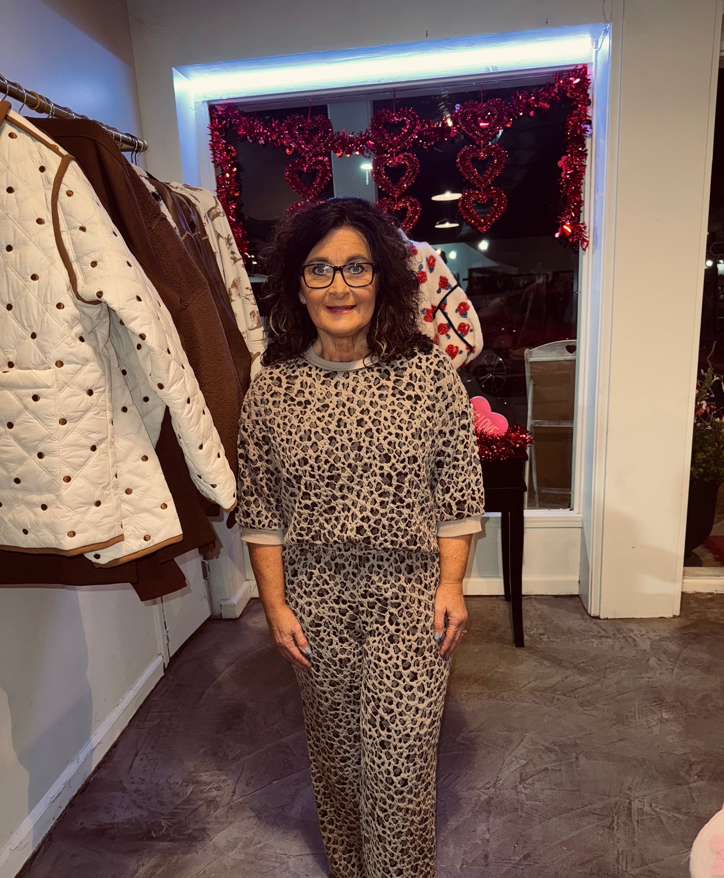 Leopard Textured Pant Set