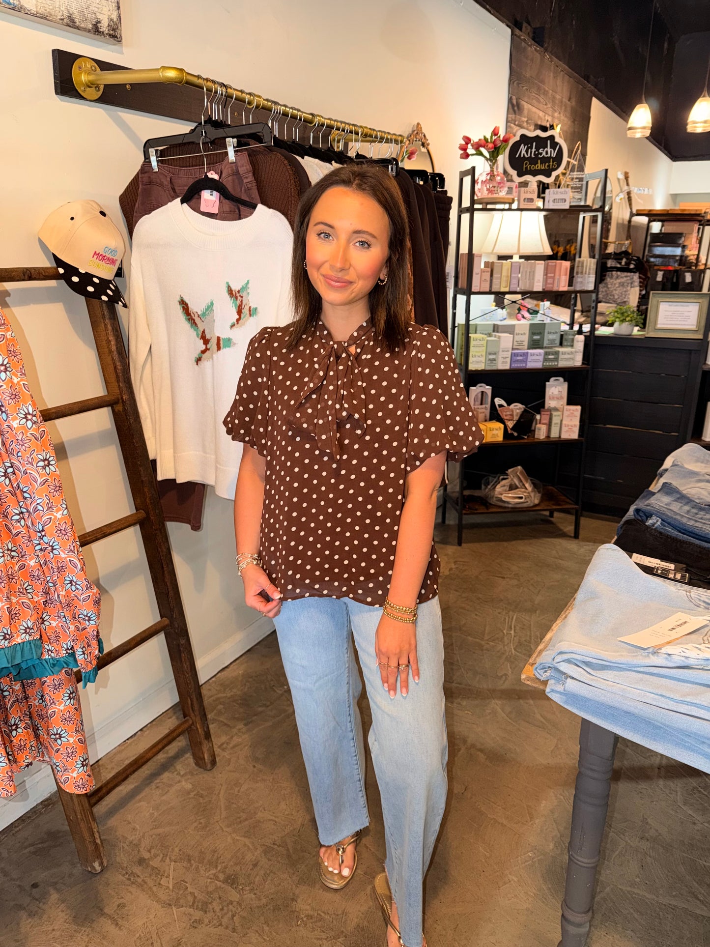 Bow Tie Fall Dot Blouse