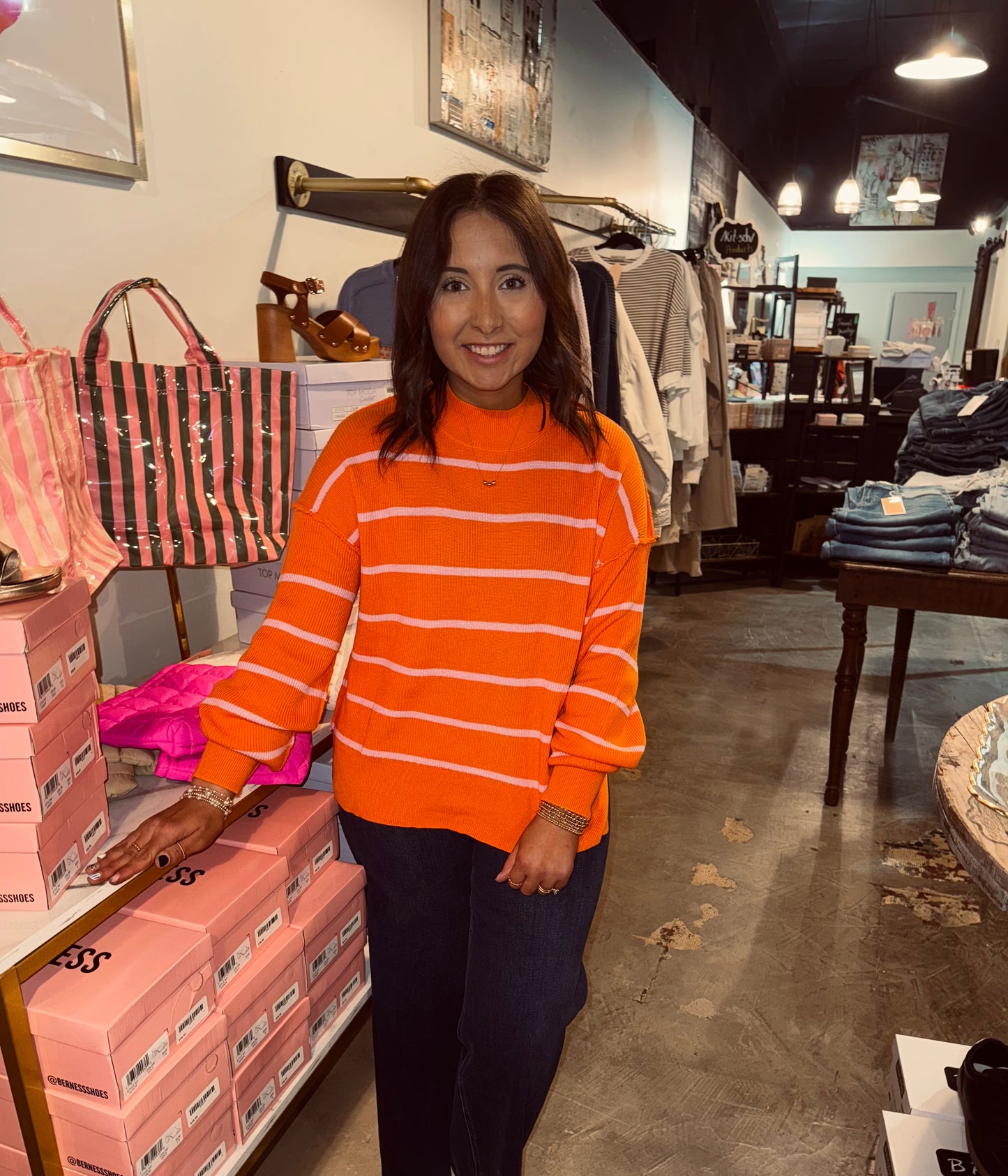 Orange & Pink Stripe Sweater