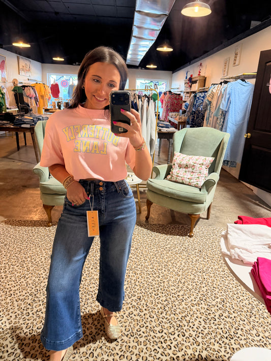 Crop Capri Dark Wash Double Button Jean