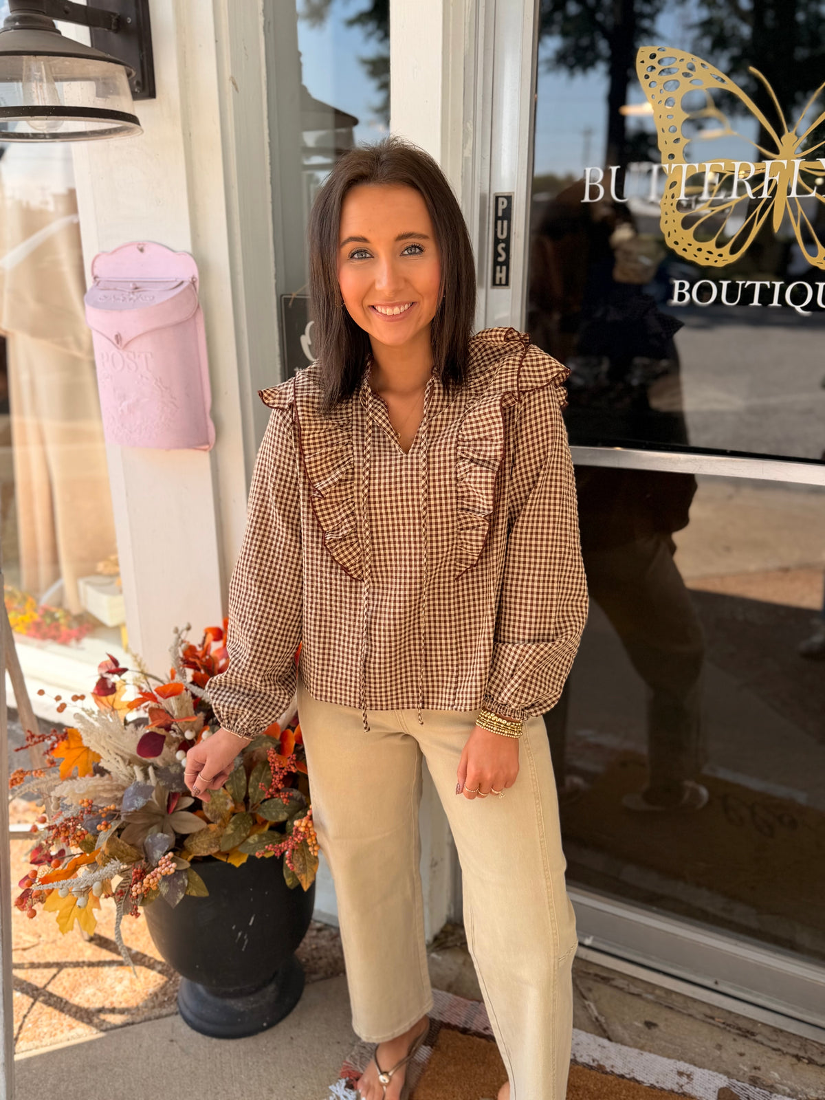 Ruffled Gingham Blouse