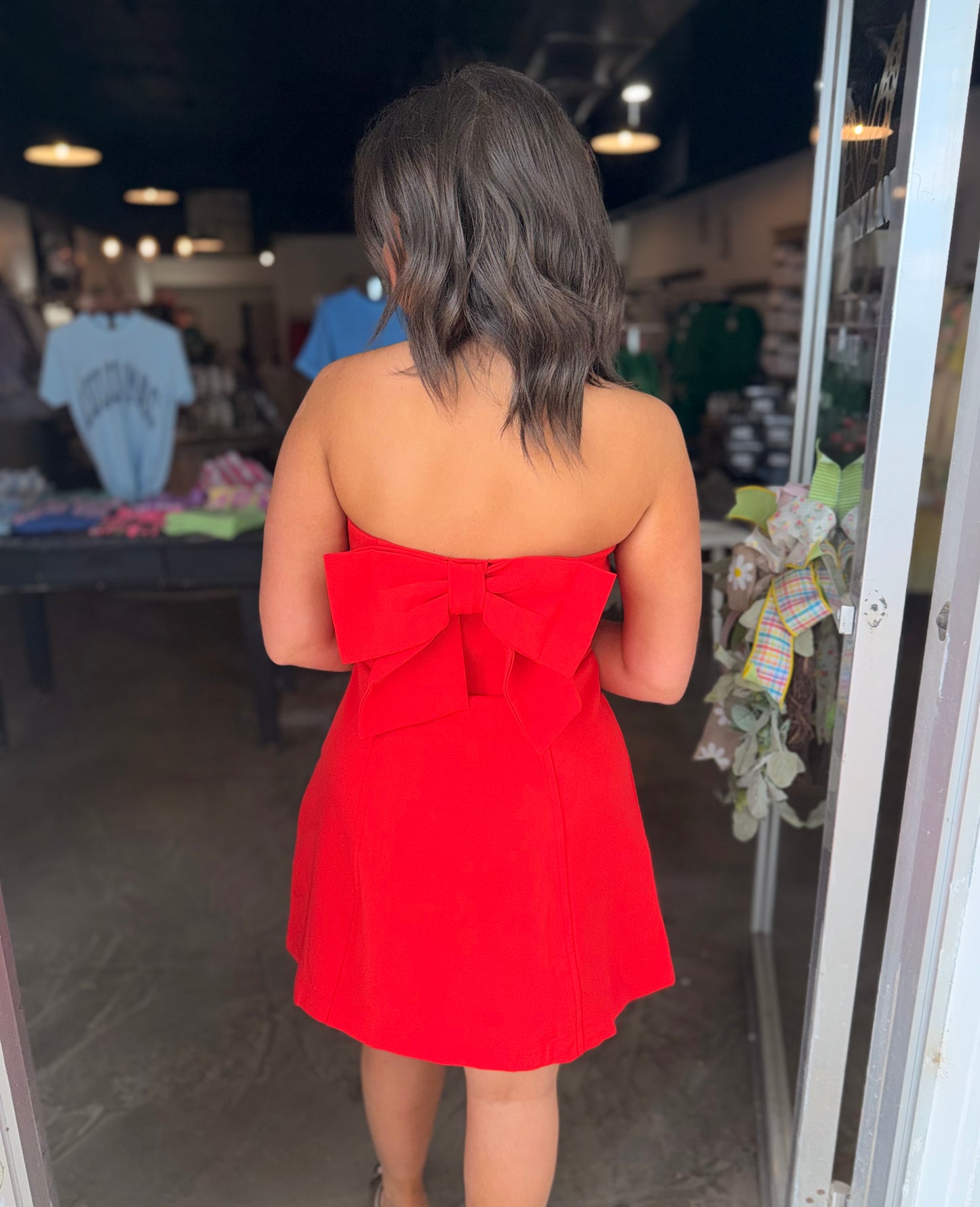 Strapless Flare Bow Dress