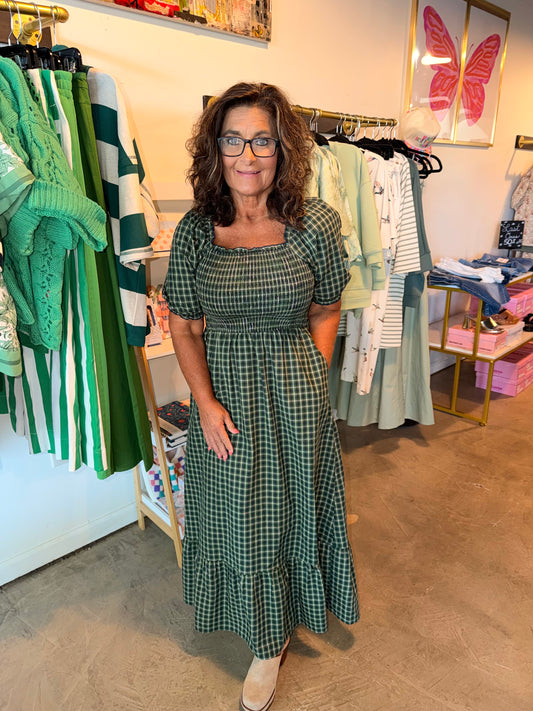 Greens Mixed Plaid Maxi